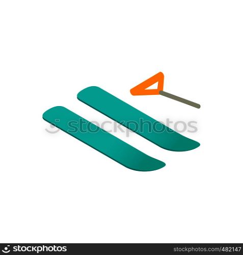 Water skiing 3d isometric icon isolated on a white background. Water skiing 3d isometric icon