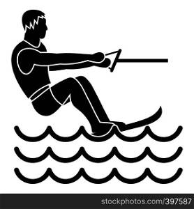 Water skiing man icon. Simple illustration of water skiing man vector icon for web. Water skiing man icon, simple style
