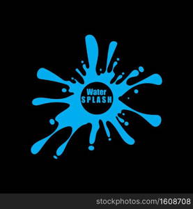 water splash blue color circle template on black  background vector