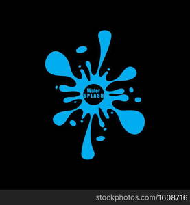 water splash blue color circle template on black  background vector