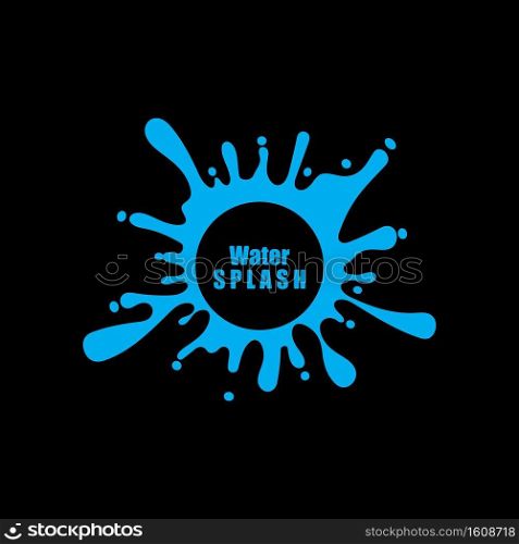 water splash blue color circle template on black  background vector