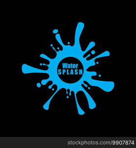 water splash blue color circle template on black  background vector