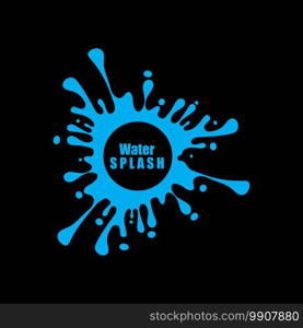 water splash blue color circle template on black  background vector