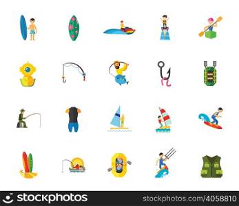 Water sport athletes icon set. Can be used for topics like sport,healthy lifestyle, hobby, leisure, recreation