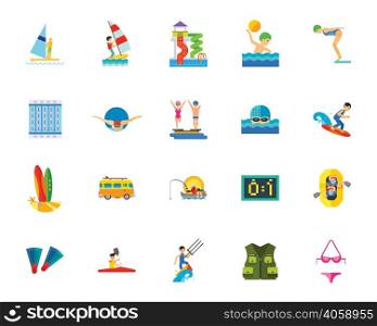 Water sport icon set. Can be used for topics like sport,healthy lifestyle, hobby, leisure, recreation, competition