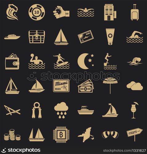 Water sport icons set. Simple style of 36 water sport vector icons for web for any design. Water sport icons set, simple style