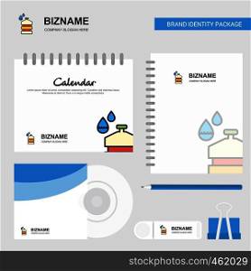 Water sports bottle Logo, Calendar Template, CD Cover, Diary and USB Brand Stationary Package Design Vector Template