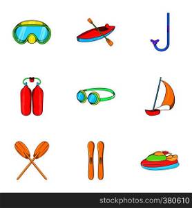 Water stay icons set. Cartoon illustration of 9 water stay vector icons for web. Water stay icons set, cartoon style