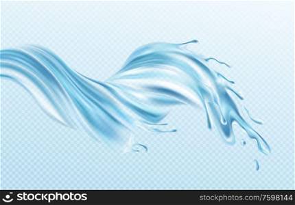 Water stream splashes realistic illustration isolated on transparent blue background. The real effect of transparency. Vector illustration EPS10. Water stream splashes realistic illustration isolated on transparent blue background. The real effect of transparency. Vector illustration