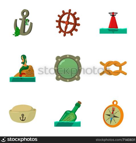 Water superstitions icons set. Cartoon set of 9 water superstitions vector icons for web isolated on white background. Water superstitions icons set, cartoon style