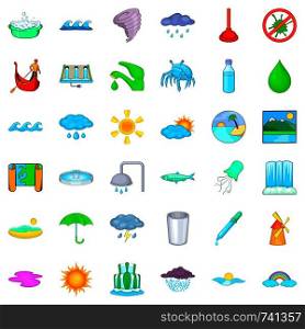 Water supply icons set. Cartoon style of 36 water supply vector icons for web isolated on white background. Water supply icons set, cartoon style