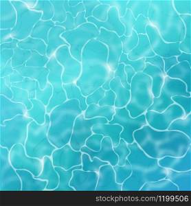 Water surface. Blue summer sea, sun reflection in ocean with aqua pattern, realistic shiny ripple water for advertising poster. Vector swiming clean underwater texture. Water surface. Blue summer sea, sun reflection in ocean with aqua pattern, realistic shiny ripple water for advertising poster. Vector texture