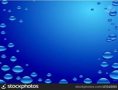 Water surface with fluid droplets and light reflection