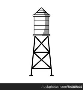 Water tank with tower icon vector.