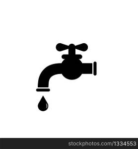 Water tap black symbol icon in simple style on a white background. Vector EPS 10