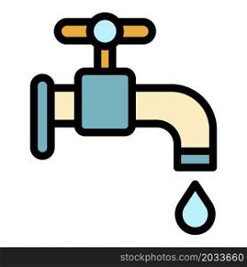 Water tap drop icon. Outline water tap drop vector icon color flat isolated. Water tap drop icon color outline vector