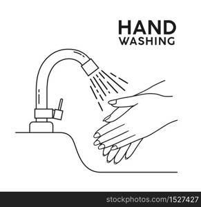 Water tap, hand washing, symbol black and white concept design, vector illustration