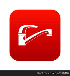 Water tap icon digital red for any design isolated on white vector illustration. Water tap icon digital red