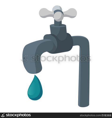 Water tap icon in cartoon style on a white background. Water tap icon, cartoon style