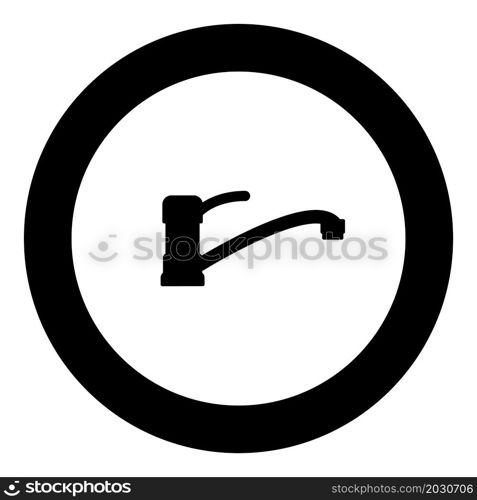 Water tap icon in circle round black color vector illustration image solid outline style simple. Water tap icon in circle round black color vector illustration image solid outline style