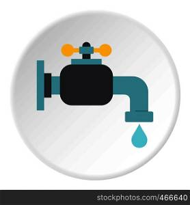 Water tap icon in flat circle isolated on white background vector illustration for web. Water tap icon circle