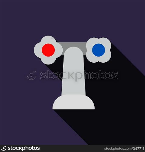 Water tap icon in flat style on a violet background. Water tap icon in flat style