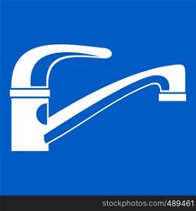 Water tap icon white isolated on blue background vector illustration. Water tap icon white