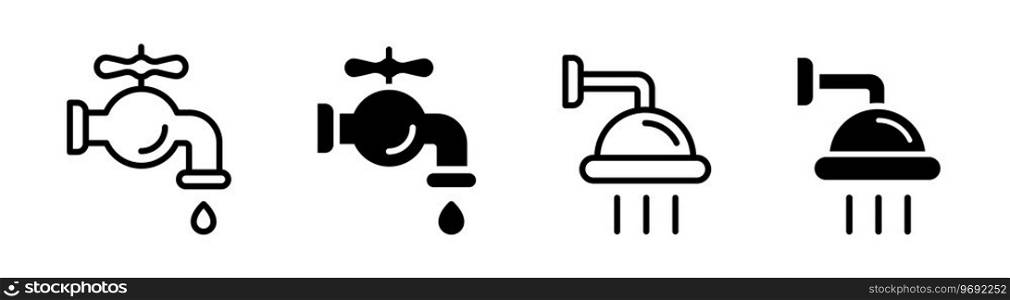 Water tap icons. Faucet icon set. Tap vector icons. EPS 10