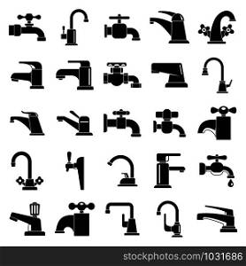 Water tap icons set. Simple set of water tap vector icons for web design on white background. Water tap icons set, simple style