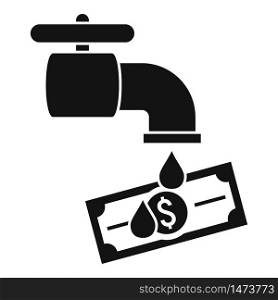 Water tap money laundering icon. Simple illustration of water tap money laundering vector icon for web design isolated on white background. Water tap money laundering icon, simple style