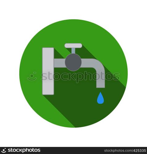 Water tap with drop flat icon on a white background. Ecological emblem. Water tap with drop flat icon
