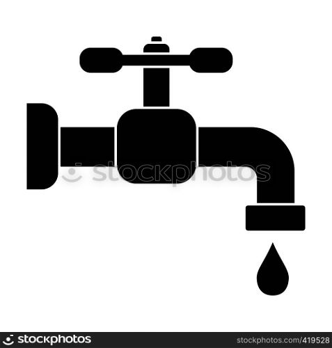 Water tap with knob black simple icon on a white background. Water tap with knob