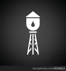 Water tower icon. Black background with white. Vector illustration.