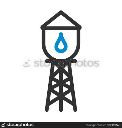 Water Tower Icon. Editable Bold Outline With Color Fill Design. Vector Illustration.