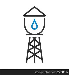 Water Tower Icon. Editable Bold Outline With Color Fill Design. Vector Illustration.