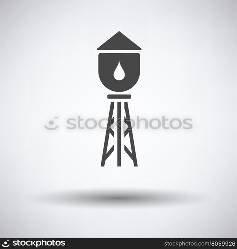 Water tower icon on gray background with round shadow. Vector illustration.