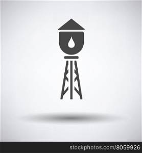 Water tower icon on gray background with round shadow. Vector illustration.