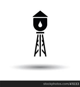 Water tower icon. White background with shadow design. Vector illustration.