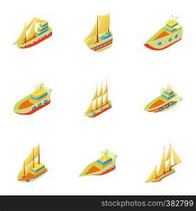 Water transport icons set. Cartoon illustration of 9 water transport vector icons for web. Water transport icons set, cartoon style