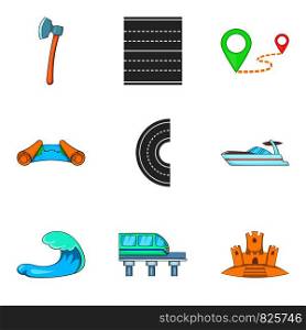 Water transport icons set. Cartoon set of 9 water transport vector icons for web isolated on white background. Water transport icons set, cartoon style