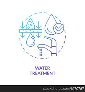 Water treatment blue gradient concept icon. Quality improvement. Liquid sources management abstract idea thin line illustration. Isolated outline drawing. Myriad Pro-Bold font used. Water treatment blue gradient concept icon