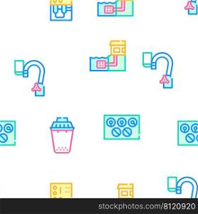 Water Treatment Filter Collection Vector Seamless Pattern Color Line Illustration. Water Treatment Filter Collection Icons Set Vector