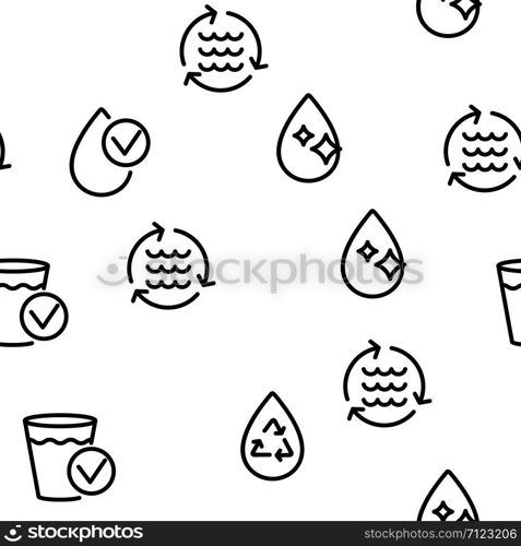 Water Treatment Vector Seamless Pattern Thin Line Illustration. Water Treatment Vector Seamless Pattern