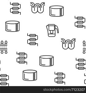 Water Treatment Vector Seamless Pattern Thin Line Illustration. Water Treatment Vector Seamless Pattern