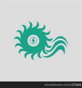 Water turbine icon. Gray background with green. Vector illustration.