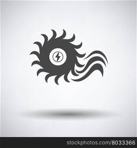 Water turbine icon on gray background, round shadow. Vector illustration.
