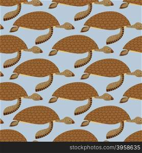Water Turtle seamless pattern. Vector background Marine reptiles. Retro fabric ornament on marine theme&#xA;