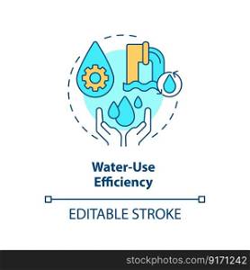 Water use efficiency concept icon. Freshwater supplies. Clean water and sanitation abstract idea thin line illustration. Isolated outline drawing. Editable stroke. Arial, Myriad Pro-Bold fonts used. Water use efficiency concept icon