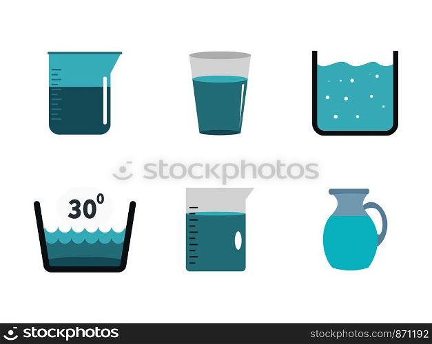 Water vessel icon set. Flat set of water vessel vector icons for web design isolated on white background. Water vessel icon set, flat style