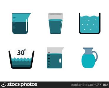 Water vessel icon set. Flat set of water vessel vector icons for web design isolated on white background. Water vessel icon set, flat style
